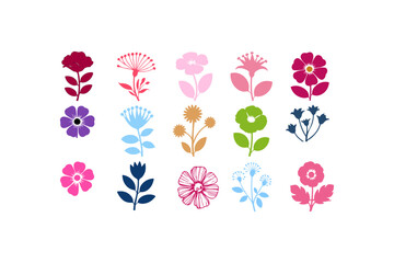 vector illustration of a set of flowers