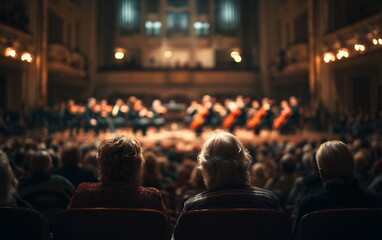 audience watching orchestra in a concert hall