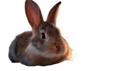 Closeup portrait of a brown rabbit isolated on transparent background