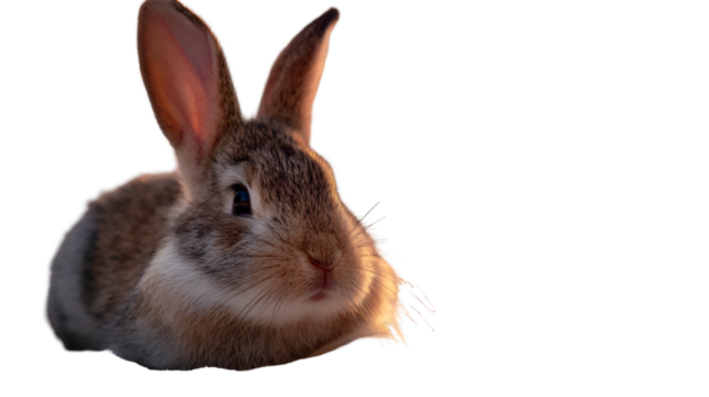 Closeup portrait of a brown rabbit isolated on transparent background - Powered by Adobe