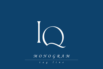 IQ Initials Stylized Monogram Design Featuring Intertwined. Artistic representation of monogram initials creatively arranged and displayed.