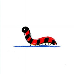 Naklejka premium childlike drawing of a striped caterpillar