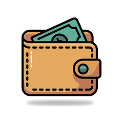Wallet with Money Vector Illustration on White Background &ndash; Finance and Payment Icon