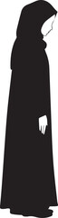 Muslim Woman in Qouma Standing After Ruko Prayer Silhouette Black and White Vector

