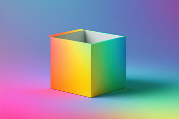 A vibrant, open box against a colorful, gradient backdrop, perfect for creative projects.