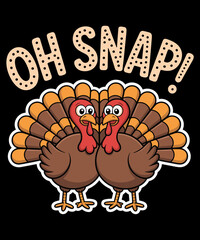 Retro Cool Oh Snap! Funny Turkey With Wishbone Thanksgiving