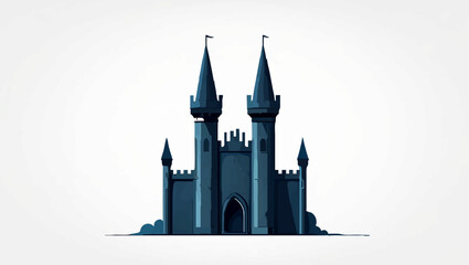 Obraz premium Blue Castle Building in Cartoon Style