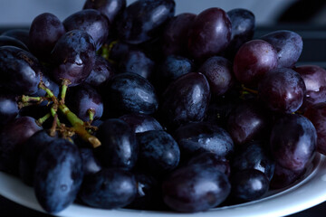 Fresh grape cluster close-up for food photography