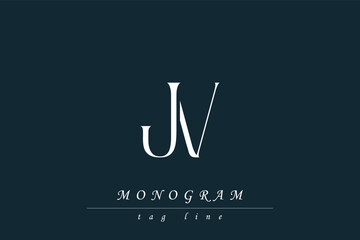JV Initials Stylized Monogram Design Featuring Intertwined. Artistic representation of monogram initials creatively arranged and displayed.