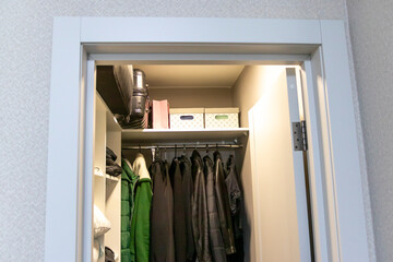 Shot of the small closet room. Interior