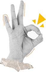 Halftone Collage Trend Hand showing ok gesture