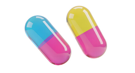 3D Medicine Capsules Icon in Bright Colors