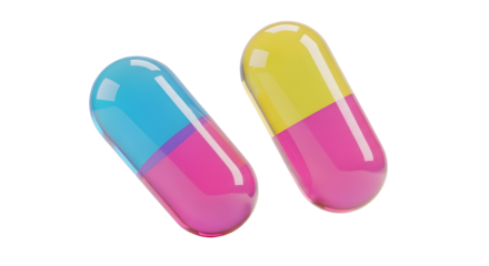 3D Medicine Capsules Icon in Bright Colors