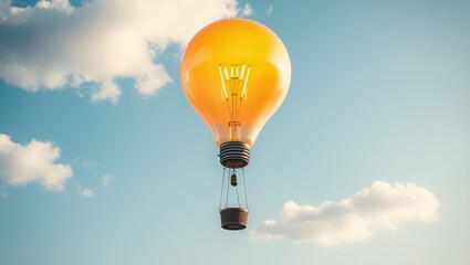  Hot Air Balloon Light Bulb in a Blue Sky
