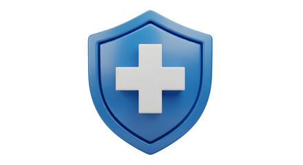 Fototapeta premium 3D Medical Shield Icon with White Cross