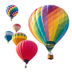 Naklejka premium Colorful Hot Air Balloons Cluster, Isolated on Transparent Background, Air Balloon Festival, Aerial View, Hot air balloon, festival, graphic