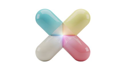 3D Capsule Pills Icon in Cross Formation