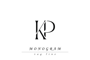 KP Initials Stylized Monogram Design Featuring Intertwined. Artistic representation of monogram initials creatively arranged and displayed.
