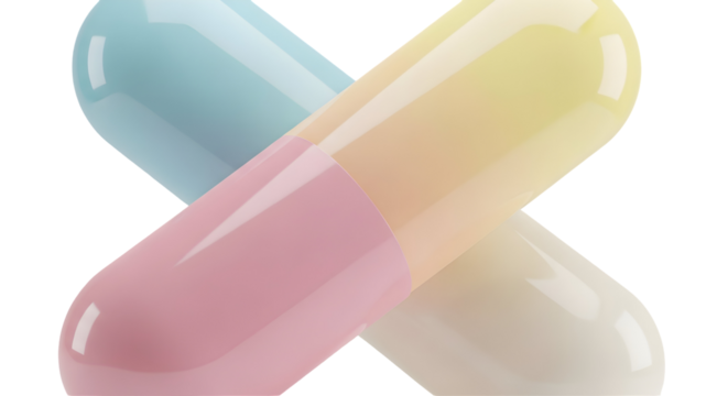 3D Capsule Pills Icon in Cross Formation
