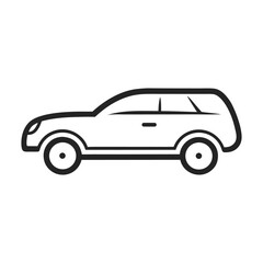 Fototapeta premium Single Line Logo of an SUV Side View White Background Vector Illustration