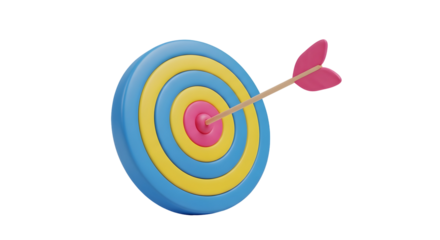 3D Target Icon with Arrow in Bullseye