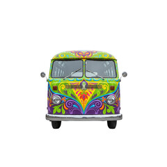 Psychedelic vintage hippie van isolated © Wekit