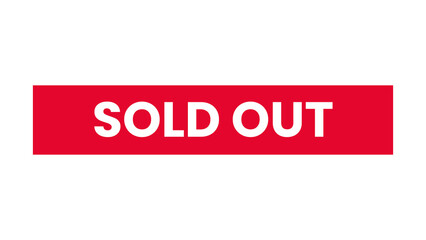 Red sold out banner icon for online shopping, business marketing, e-commerce, product promotions, retail stores, clearance sale, advertising, and offers.