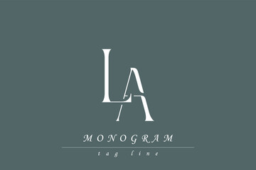 LA Initials Stylized Monogram Design Featuring Intertwined. Artistic representation of monogram initials creatively arranged and displayed.