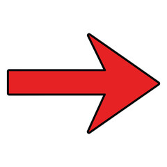 A red arrow pointing to the right, , indicating direction, navigation, or a choice, with a simple and bold design for web or print use