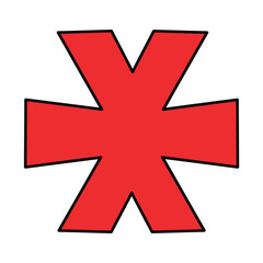 Red cross shape, a simple geometric symbol for design elements and decorative ornaments in modern abstract style