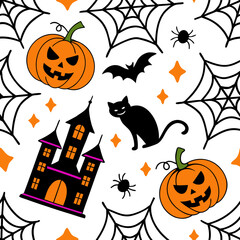 Halloween Spooky Pumpkins, Ghosts, Bats & Haunted Elements.eps