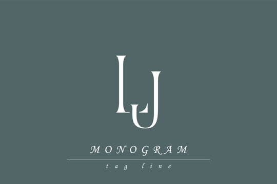 LJ Initials Stylized Monogram Design Featuring Intertwined. Artistic representation of monogram initials creatively arranged and displayed.