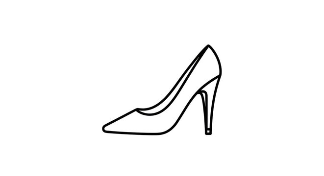 Black and white high heel shoe outline vector image for fashion design and style blog and website content