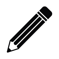 Black pencil, a simple vector illustration of a writing tool for drawing, sketching, or writing notes in school