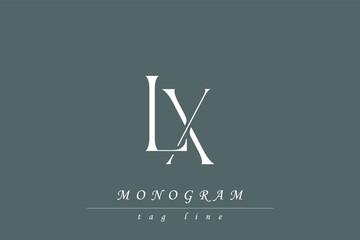 LX Initials Stylized Monogram Design Featuring Intertwined. Artistic representation of monogram initials creatively arranged and displayed.
