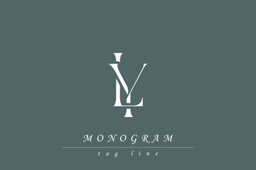 LY Initials Stylized Monogram Design Featuring Intertwined. Artistic representation of monogram initials creatively arranged and displayed.