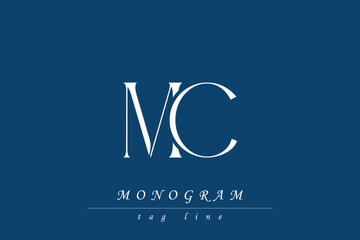 MC Initials Stylized Monogram Design Featuring Intertwined. Artistic representation of monogram initials creatively arranged and displayed.