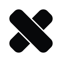 Black cross mark icon, symbolizing cancellation, deletion, and error, representing incorrect choices and negative feedback in a simple design