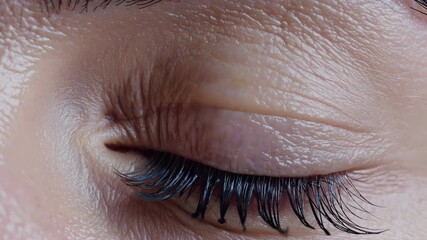 Close-up of closed human eye with long eyelashes. Concept of beauty and rest