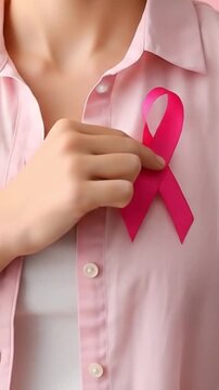 Breast cancer awareness pink ribbon support for women's health and early detection campaign month video 4k. pink october