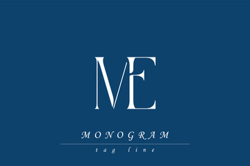 ME Initials Stylized Monogram Design Featuring Intertwined. Artistic representation of monogram initials creatively arranged and displayed.