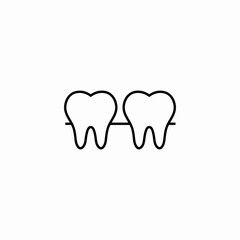 two teeth on gum icon sign vector