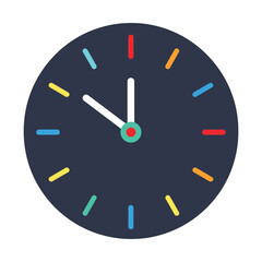 Colorful clock illustration showing ten minutes to ten, , perfect for time management and scheduling concepts