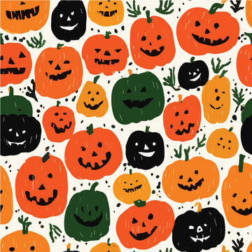 Seamless pattern of halloween Day with Jack o&rsquo;lantern