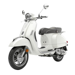 White Scooter 3D Model, Isolated on Transparent Background, Side View, Vehicle Render, Scooter, Motorcycle, Transportation