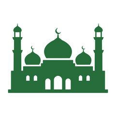 Illustration of a mosque, a place of worship for muslims, with domes and minarets