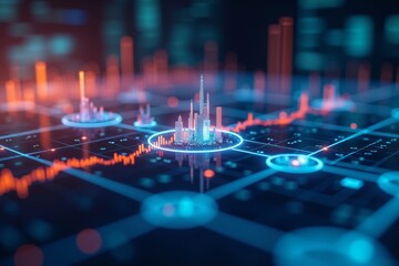 Envisioning a futuristic business dashboard with visually striking data streams and technology connections