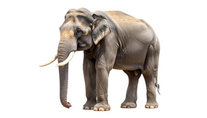 Elephant in profile view against a white background