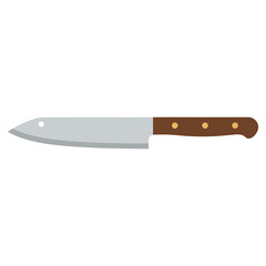 A sharp kitchen knife with a brown handle, perfect for cooking and food preparation in restaurants and at home