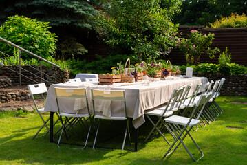 Garden dining table set for outdoor gathering